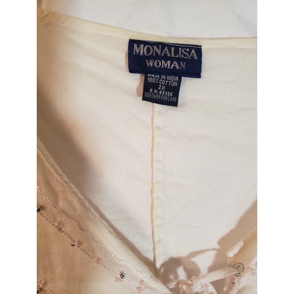 Women's Mona Lisa Pink Boho Embellished Blouse Size 2X - Picture 4 of 5